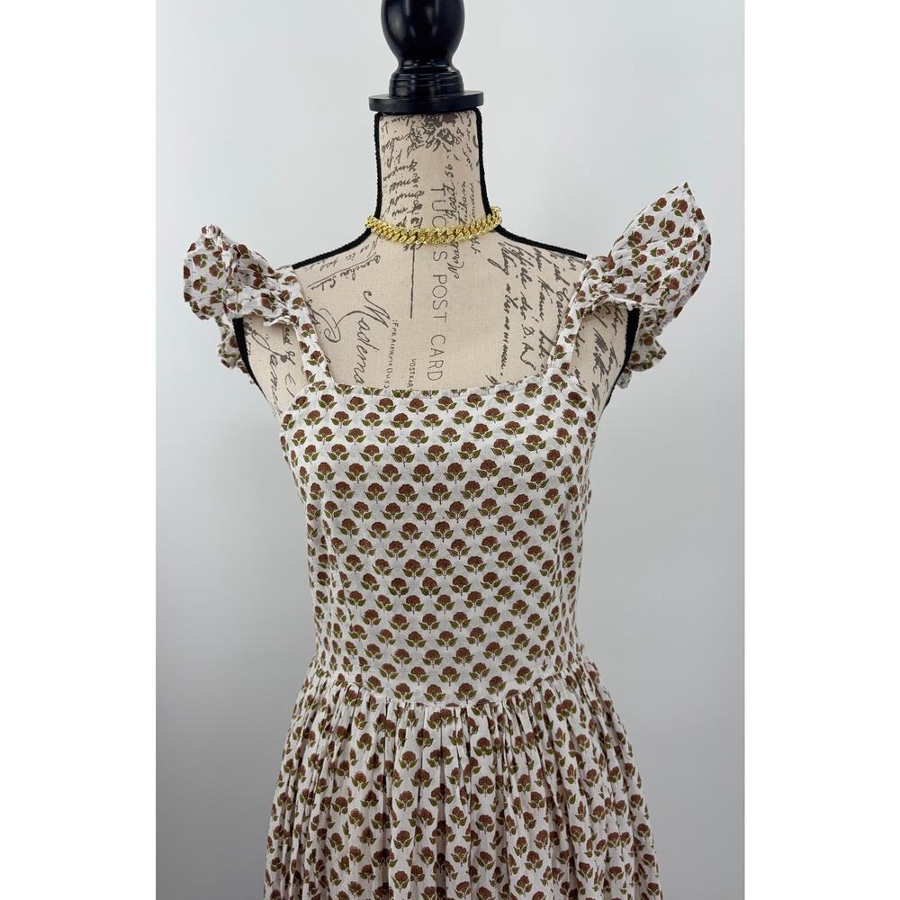 B51 Daughters of India Manjari Maxi Dress Floral XS Ruffle Boho Cottage Flowy - Picture 7 of 11